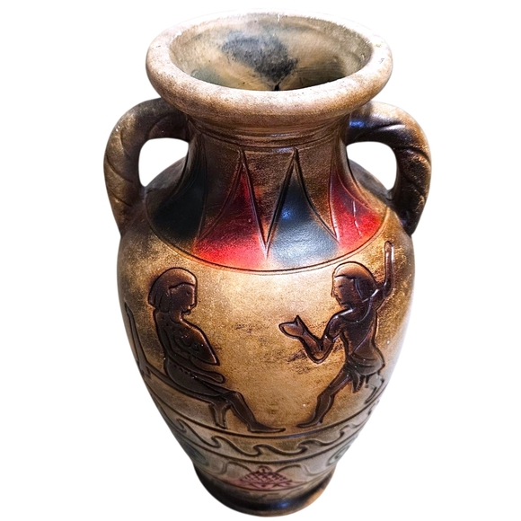 VTG Japanese Vase with Classical Motif Lions 9” Ceramic Urn 1950s-1970s Japan - Picture 13 of 14